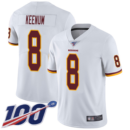 Washington Redskins Limited White Youth Case Keenum Road Jersey NFL Football #8 100th Season Vapor